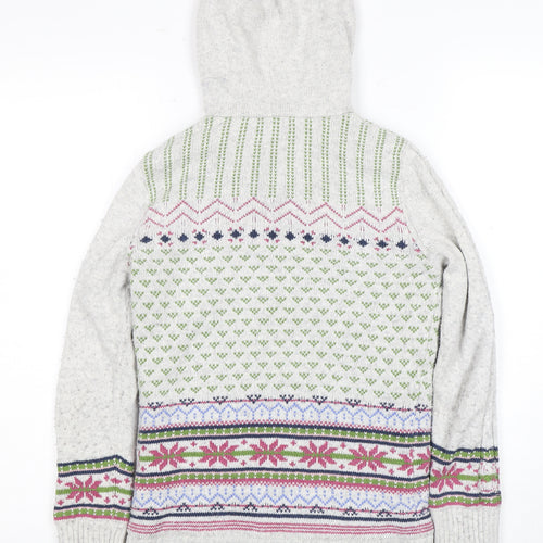 Fat Face Girls Grey Fair Isle Full Zip Hoodie - Size 10 Years