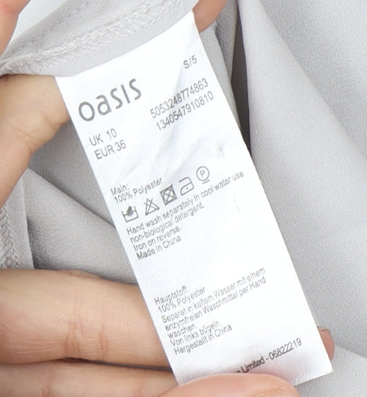 Oasis Women’s Grey Embroidered Top Size 10