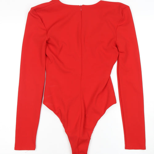Zara Women's Red Bodysuit Slim Fit Long Sleeve