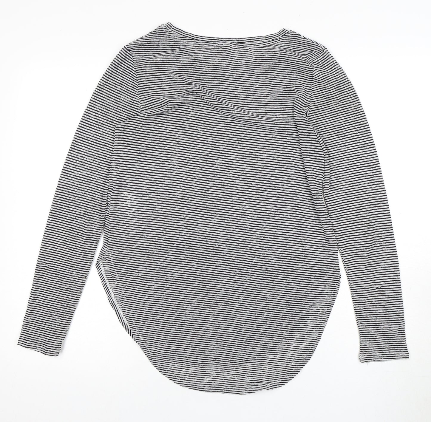H&M Women's Black Striped Long Sleeve Basic T-Shirt S