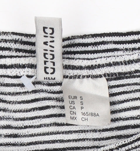 H&M Women's Black Striped Long Sleeve Basic T-Shirt S