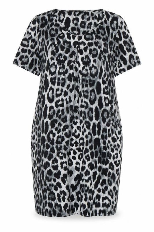 Front view of Roman Women's Animal Print Short Sleeve Dress, size 12
