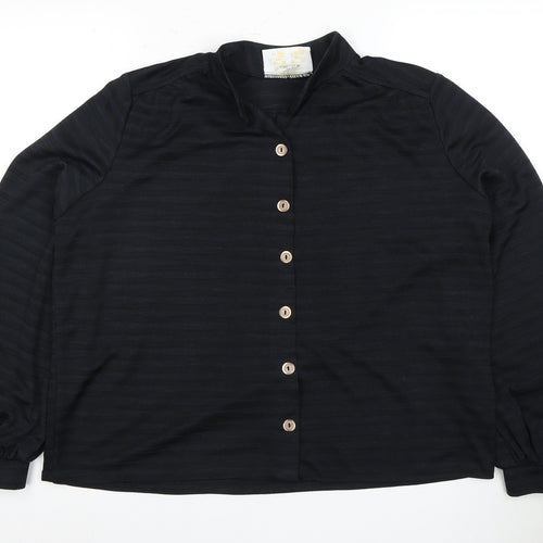 Alison Jane Women's Black Long Sleeve Button-Up