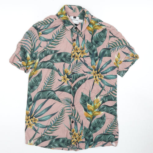Topman Men's Floral Short Sleeve Shirt Multicoloured S
