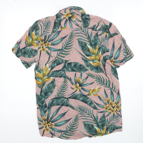 Topman Men's Floral Short Sleeve Shirt Multicoloured S