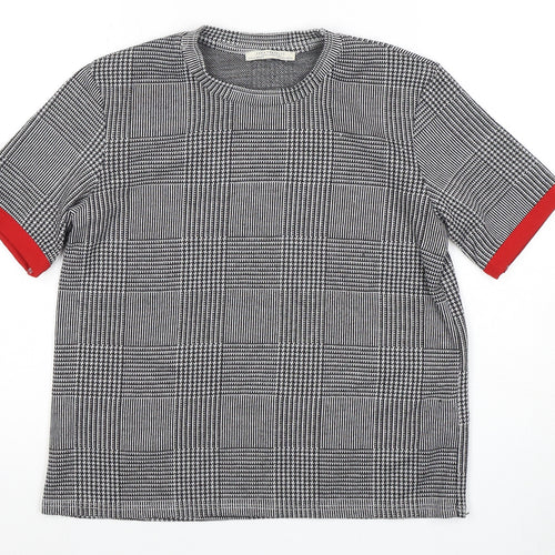 Zara Trafaluc Women's Check T-Shirt, Size 18, Black