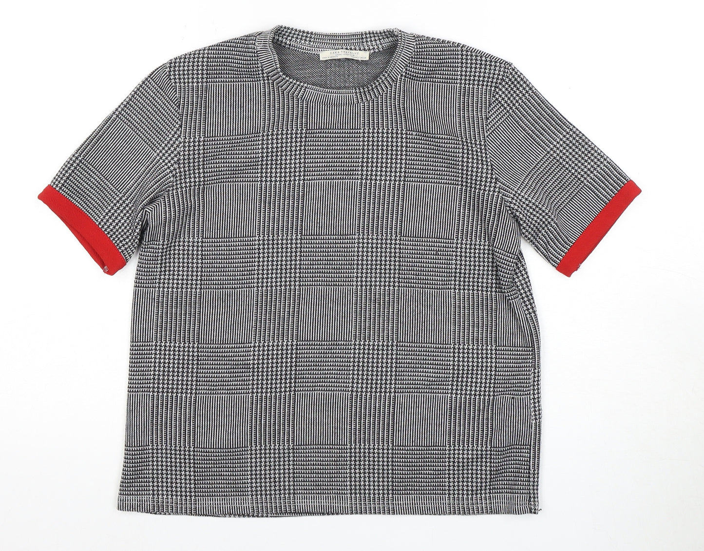 Zara Trafaluc Women's Check T-Shirt, Size 18, Black