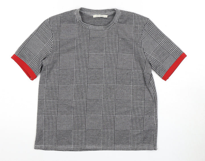 Zara Trafaluc Women's Check T-Shirt, Size 18, Black