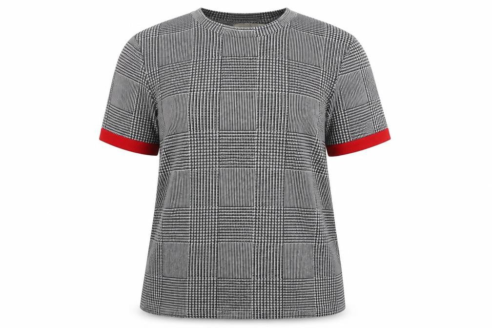 Front view of Zara Trafaluc Women's Check T-Shirt, size 18, Black