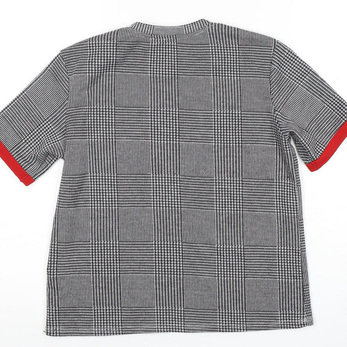 Zara Trafaluc Women's Check T-Shirt, Size 18, Black