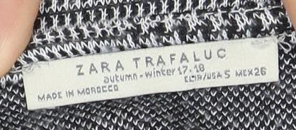 Zara Trafaluc Women's Check T-Shirt, Size 18, Black