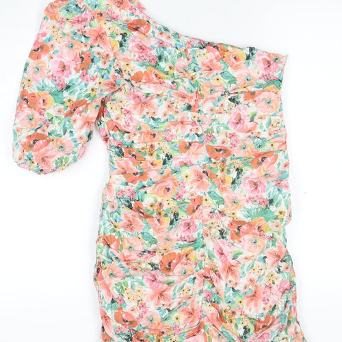 Zara Women's Multicoloured Floral One Shoulder Dress
