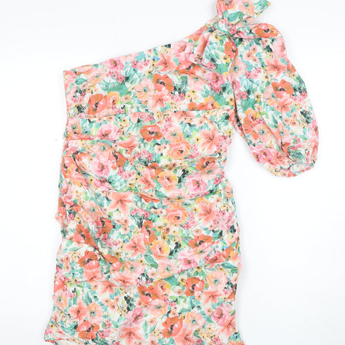 Zara Women's Multicoloured Floral One Shoulder Dress