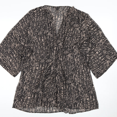 H&M Women's Black & Beige Animal Print Dress, Size 8, Half Sleeve