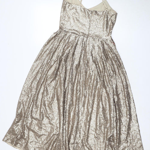 Coast Women's Silver Sequin Fit & Flare Dress Size 8