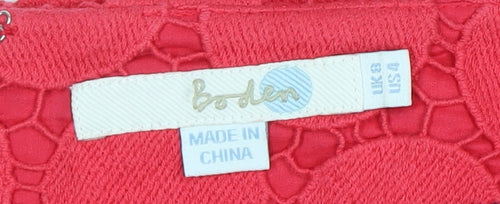 Boden Women's Red Cotton A-Line Knee Length Skirt Size 8