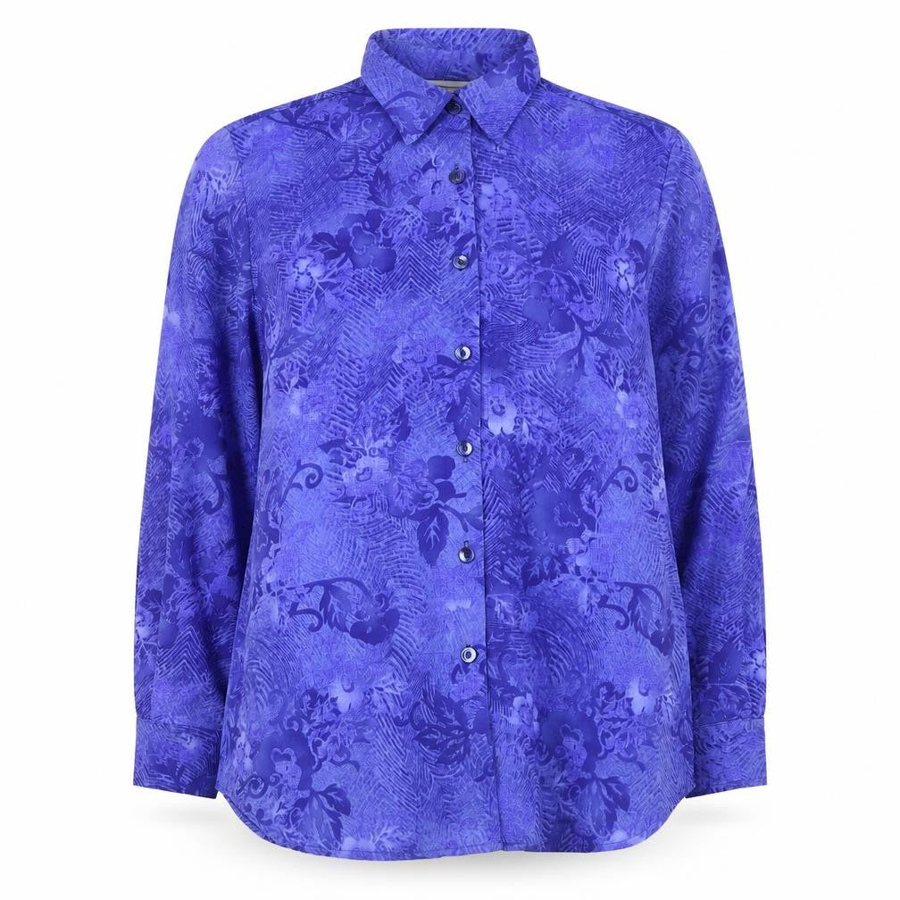 Nightingales Women's Floral Purple Button-Up Shirt Size 12