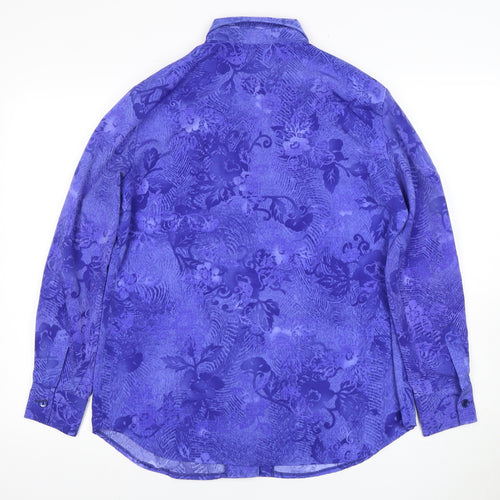 Nightingales Women's Floral Purple Button-Up Shirt Size 12