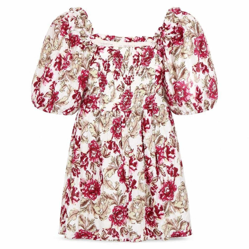 Front view of River Island Women's Floral Puff Sleeve Dress