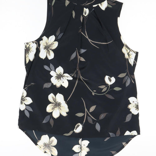 Next Women's Black Floral Zip High Neck Blouse Size 10