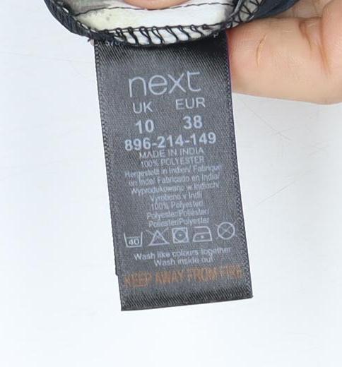 Next Women's Black Floral Zip High Neck Blouse Size 10