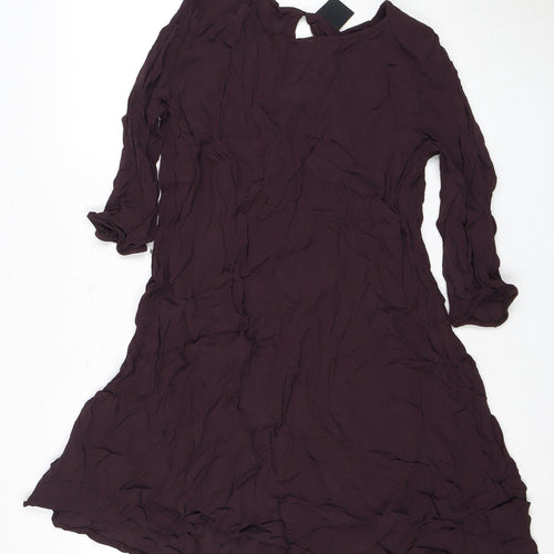 ICHI Women's Purple A-Line Long Sleeve Dress