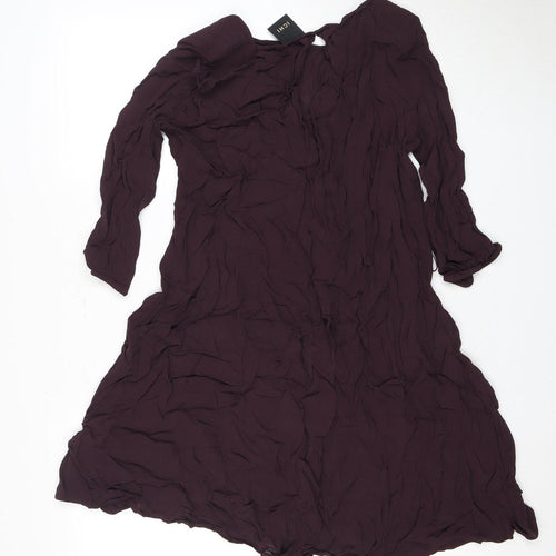 ICHI Women's Purple A-Line Long Sleeve Dress