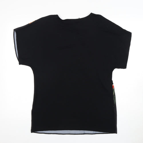 Marks and Spencer Women's Black Floral T-Shirt, Size 12
