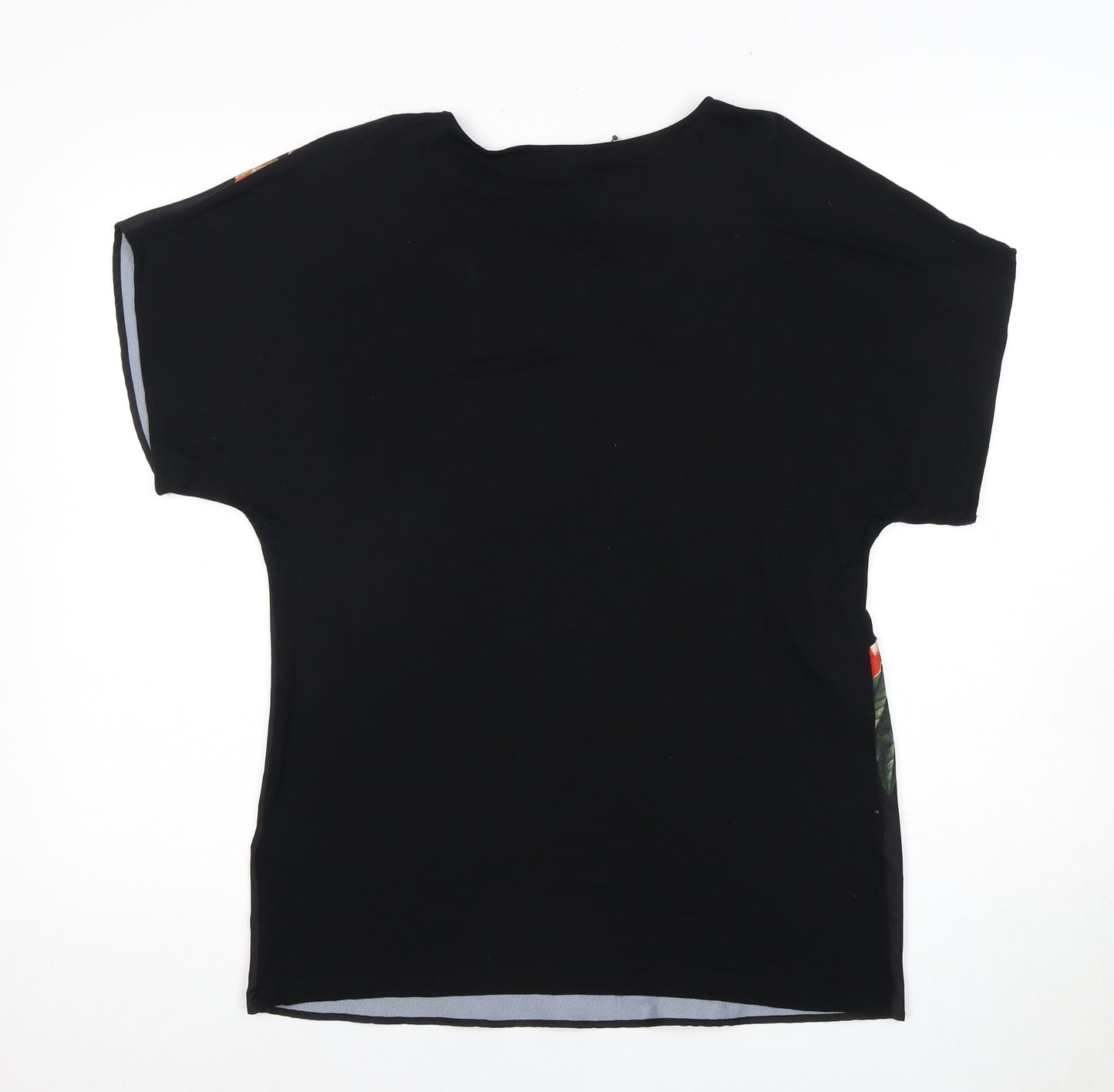 Marks and Spencer Women's Black Floral T-Shirt, Size 12