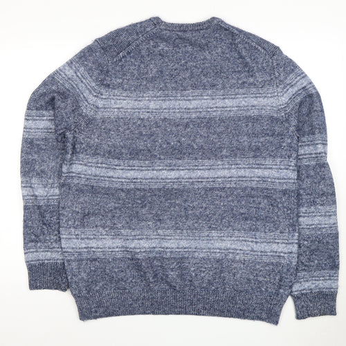 Marks and Spencer Men's XL Blue Striped Pullover Jumper