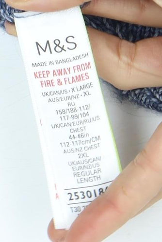 Marks and Spencer Men's XL Blue Striped Pullover Jumper