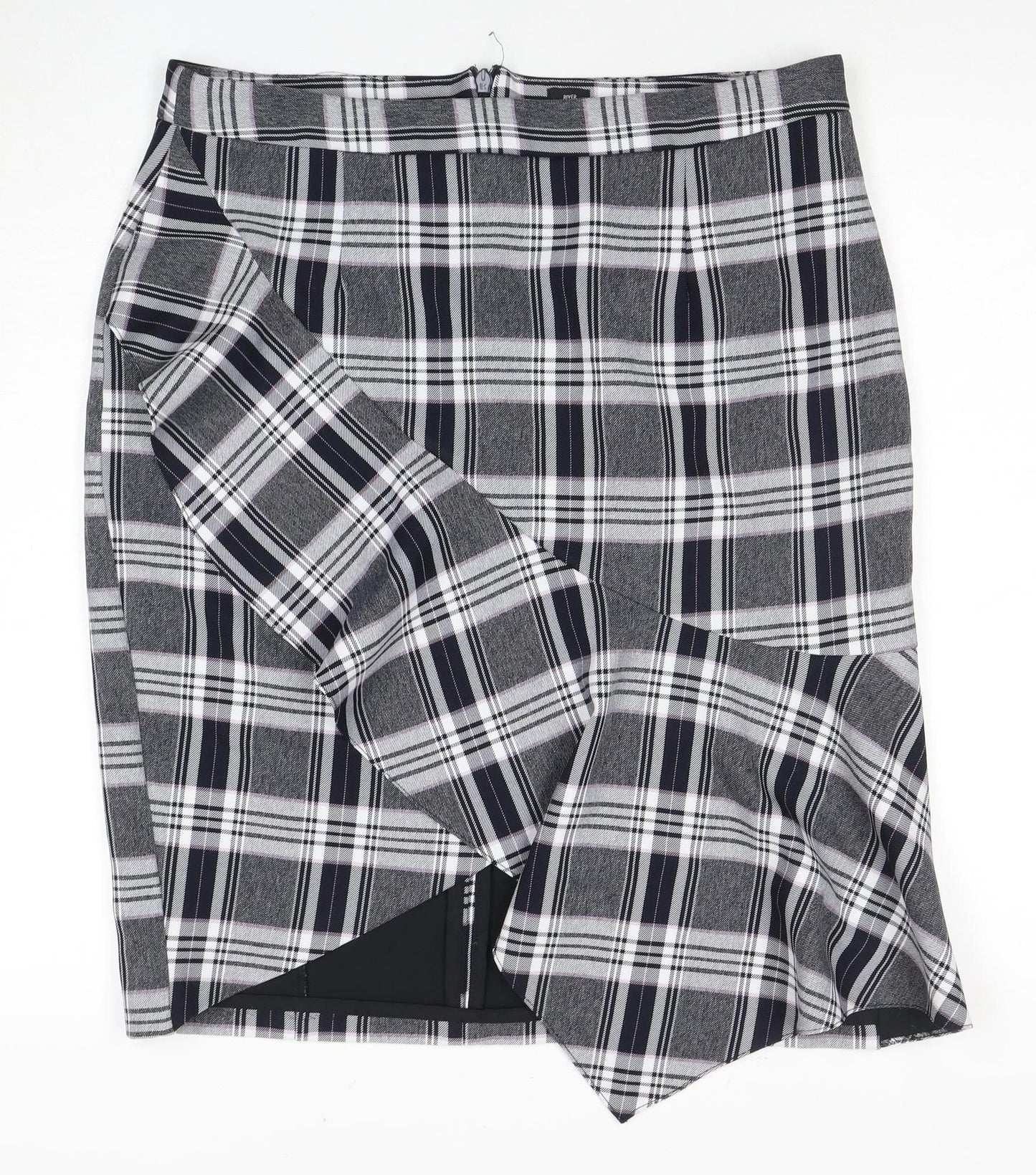 River Island Women's Black Plaid Pencil Skirt Size 18