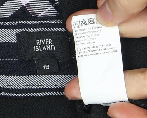 River Island Women's Black Plaid Pencil Skirt Size 18