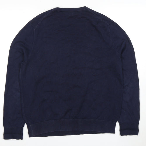 Lands' End Men's Blue Crew Neck Cotton Pullover M
