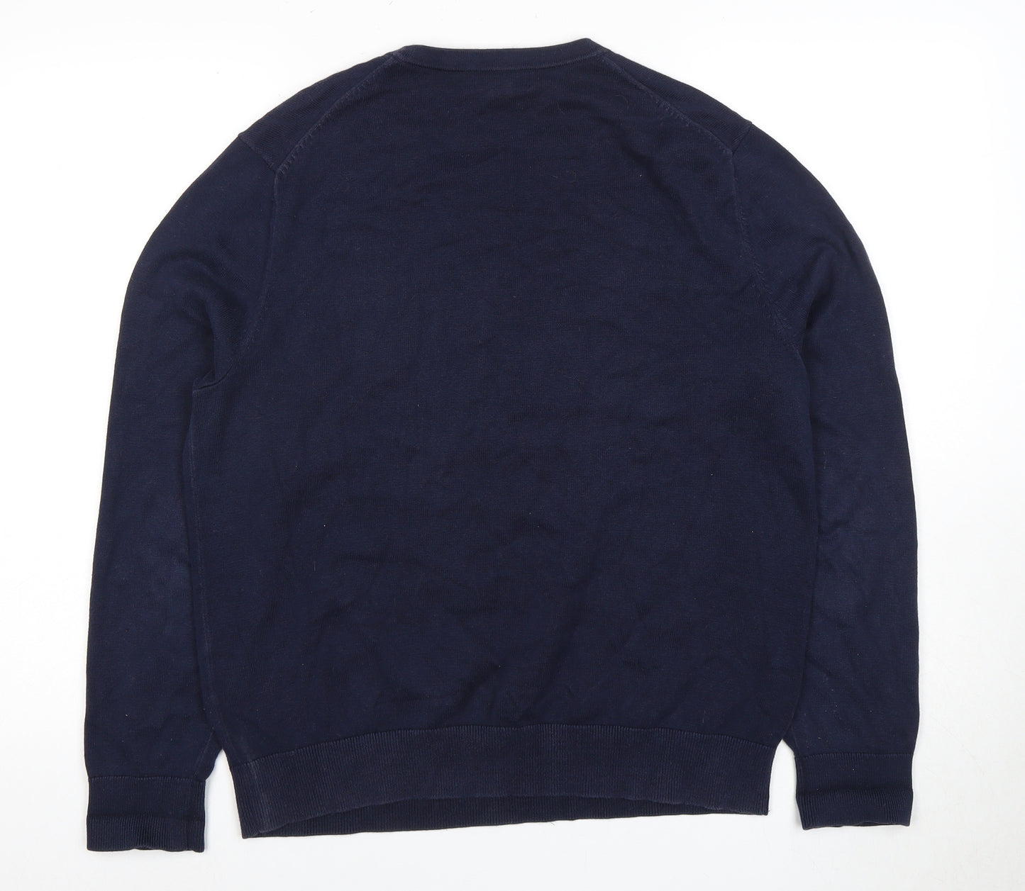 Lands' End Men's Blue Crew Neck Cotton Pullover M