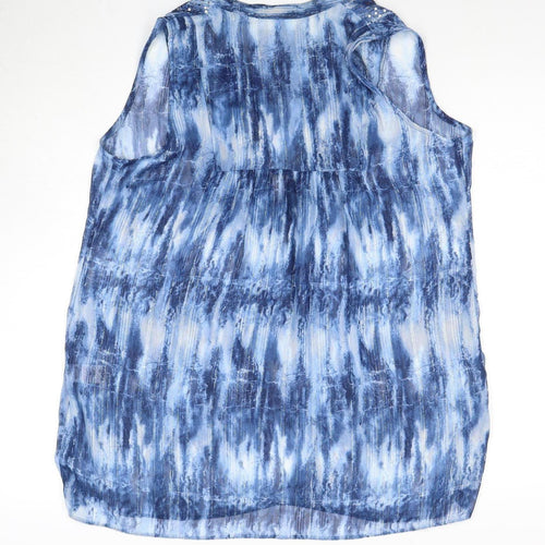 Wallis Women's Blue Tie-Dye Sleeveless Blouse - Size 14