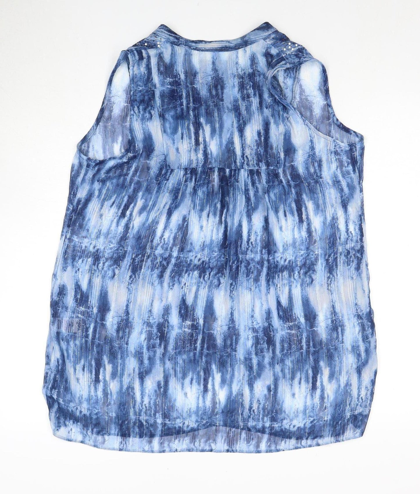 Wallis Women's Blue Tie-Dye Sleeveless Blouse - Size 14