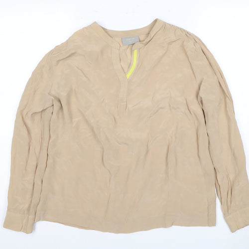 Fyvus Women's Beige Silk Long Sleeve Blouse Size S