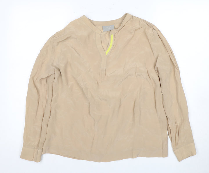 Fyvus Women's Beige Silk Long Sleeve Blouse Size S