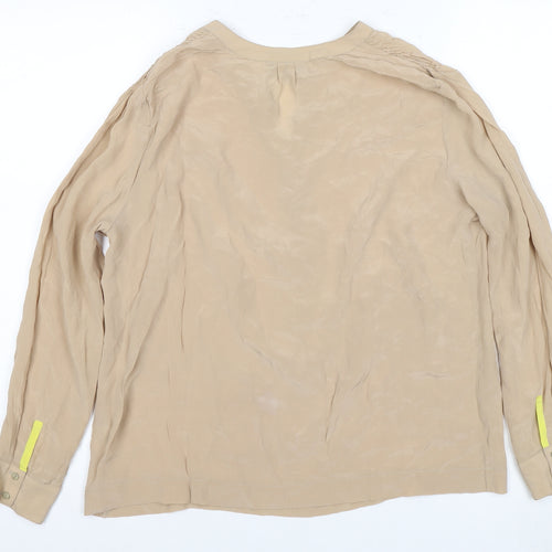 Fyvus Women's Beige Silk Long Sleeve Blouse Size S