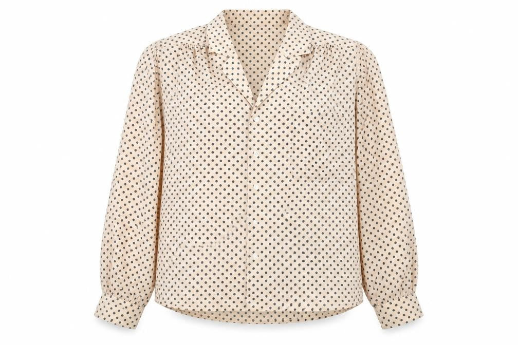 Front view of Windsmoor Women's Beige Polka Dot Blouse, size 12
