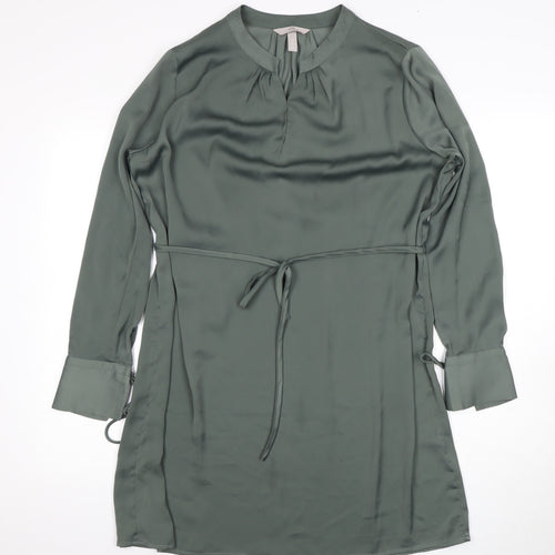 H&M Women's Green Shirt Dress - Size L, Elegant and Chic