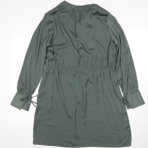 H&M Women's Green Shirt Dress - Size L, Elegant and Chic