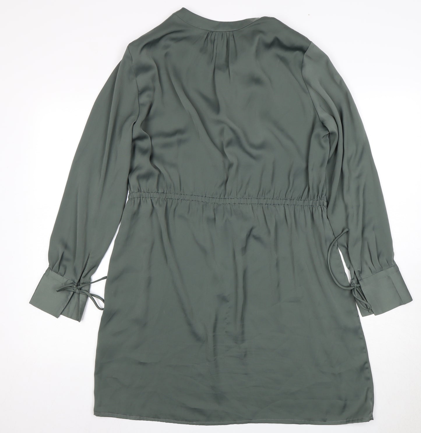 H&M Women's Green Shirt Dress - Size L, Elegant and Chic