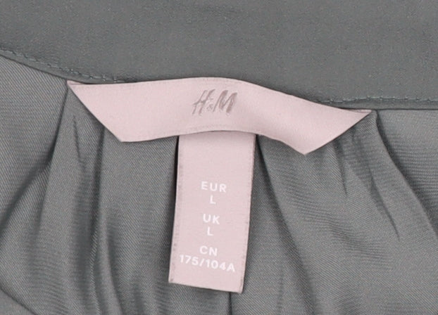 H&M Women's Green Shirt Dress - Size L, Elegant and Chic