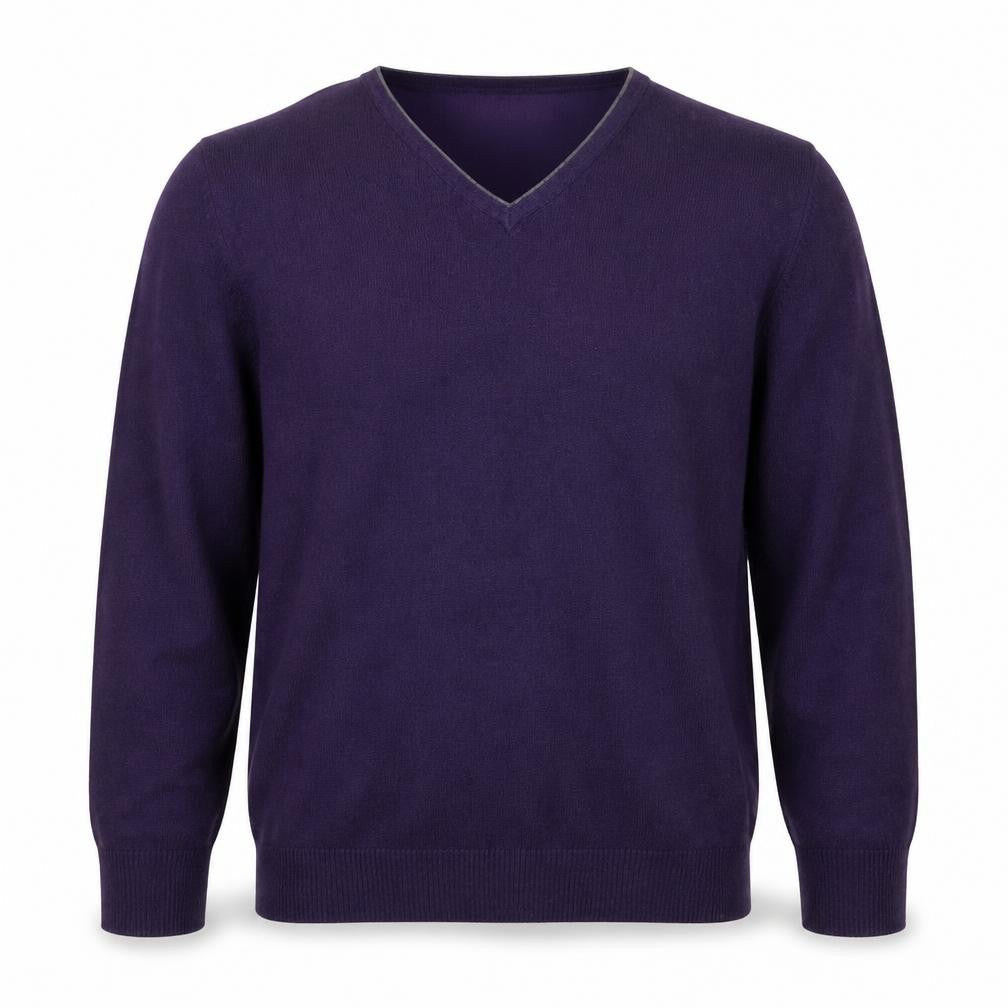 Front view of Jack Reid Men’s Purple V-Neck jumper L