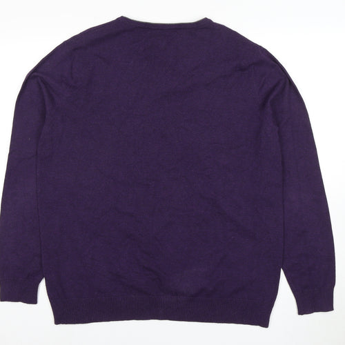 Jack Reid Men’s Purple V-Neck Pullover Jumper L