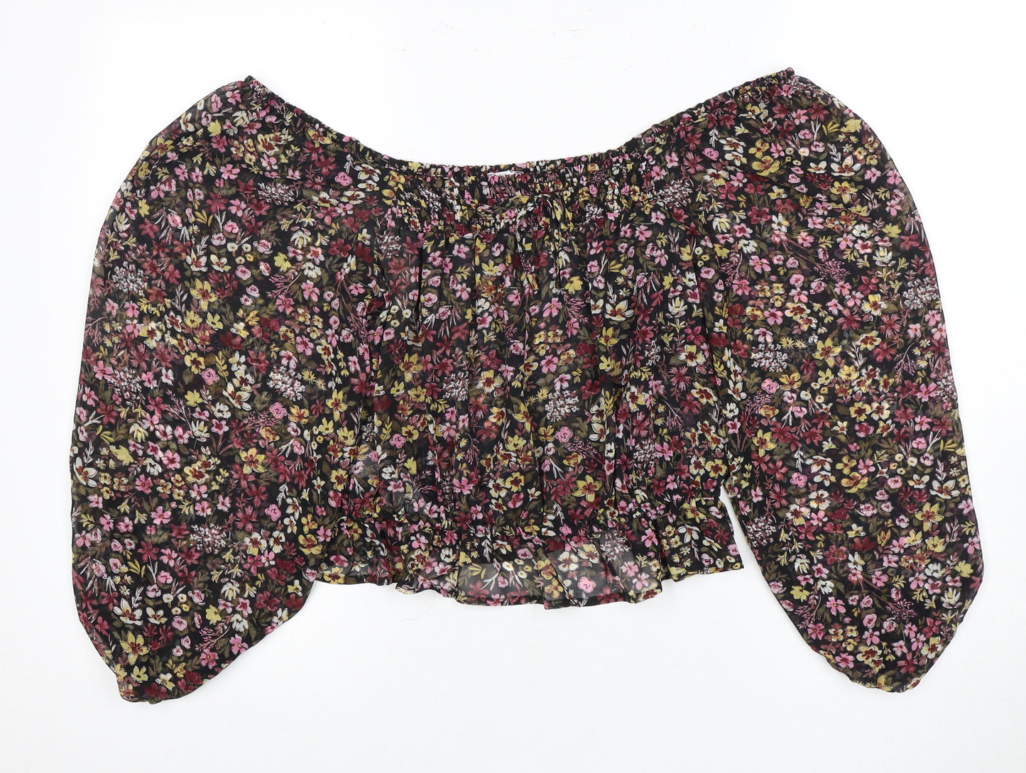 MNG Women's Multicoloured 3/4 Sleeve Floral Top