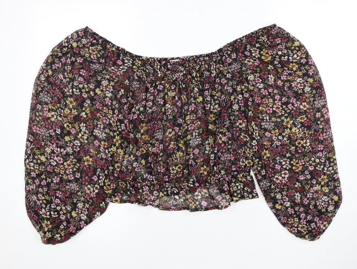 MNG Women's Multicoloured 3/4 Sleeve Floral Top