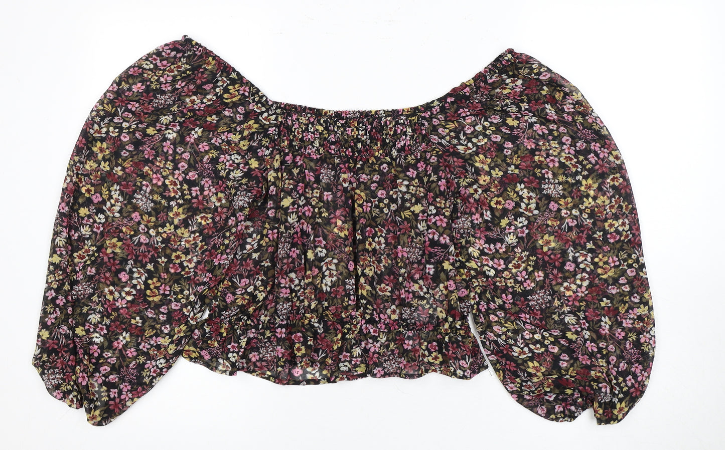 MNG Women's Multicoloured 3/4 Sleeve Floral Top